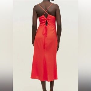 Reformation Red Midi Slip Dress with Back Tie